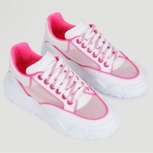 Alexander McQueen COURT TRAINER IN NEON PINK AND MESH NWT
